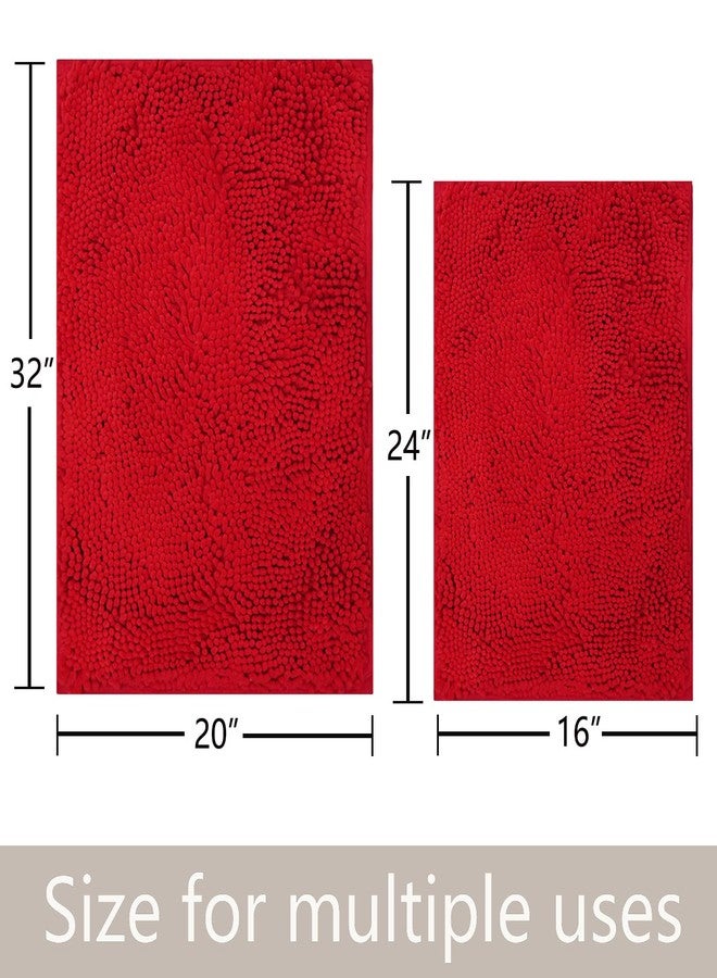 Flotstiga Red Bathroom Rugs Sets 2 Piece Non Slip,Bath Rugs with PVC Backing Bath Carpet,Bathroom Rug Washable,Absorbent,Plush Carpet Mats,Bath Mats for Bedroom, Kitchen,Tub,Home Decor - Image 2